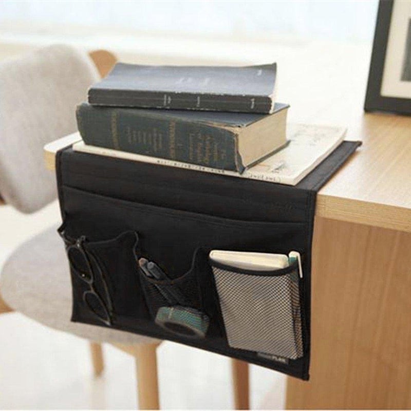 Meeall Bedside Caddy 4 Pockets Bedside Organizer Caddy Fit Tablet Magazine Phone Glasses, Under Mattress Remote Control Holder Storage Organizer, Black - Image 4
